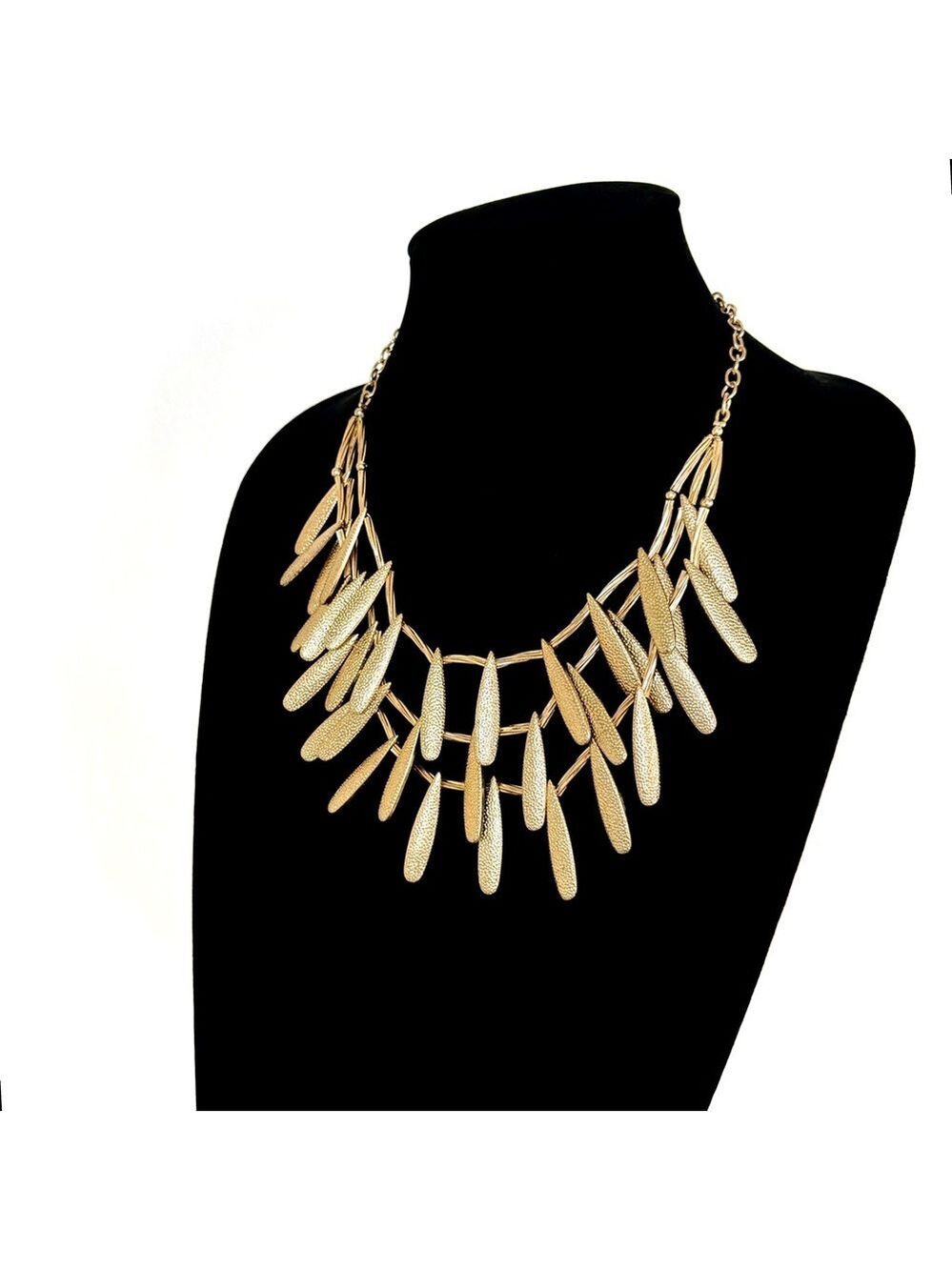 Talbots Gold Layered Leaf Statement Necklace | NEW - Picture 3 of 7